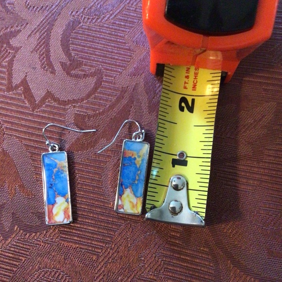 HP💝Silver Turquiose and Copper gemstone earrings - Picture 3 of 5